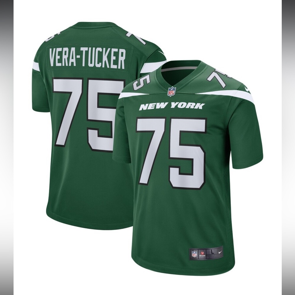 Men's Nike Alijah Vera-Tucker Gotham Green New York Jets Game Jersey